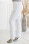Kép 1/10 - Lafei Nier magasderekú hímzett fehér női farmernadrág