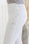 Kép 6/10 - Lafei Nier magasderekú hímzett fehér női farmernadrág