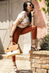 Kép 4/9 - Lafei Nier rozsda színű női cső farmer nadrág