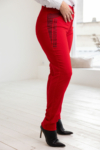 Kép 1/11 - Lafei Nier kockás oldalú, csőszárú piros farmer nadrág