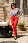 Kép 4/12 - Lafei Nier - vékony Rayon piros színű női nadrág