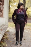 Kép 4/7 - Lafei Nier - Rayon borvörös strasszos női nadrág
