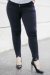 Kép 8/10 - Lafei Nier - Rayon apró csipkés sötétkék női nadrág