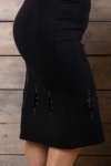 Kép 1/8 - Lafei Nier Rayon hosszú, lyukacsos strasszos fekete szoknya
