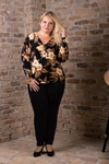 Kép 7/7 - Fekete - arany virágmintás cashmere kardigán