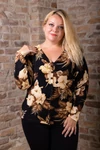 Kép 1/7 - Fekete - arany virágmintás cashmere kardigán