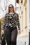 Kép 1/8 - Arany virág mintás cashmere pulóver