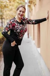 Kép 2/8 - Virág mintás cashmere pulóver