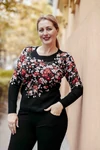 Kép 1/8 - Virág mintás cashmere pulóver