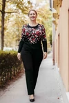 Kép 7/8 - Virág mintás cashmere pulóver