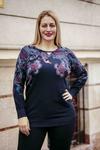 Kép 5/7 - Sötétkék piros mintás cashmere pulóver