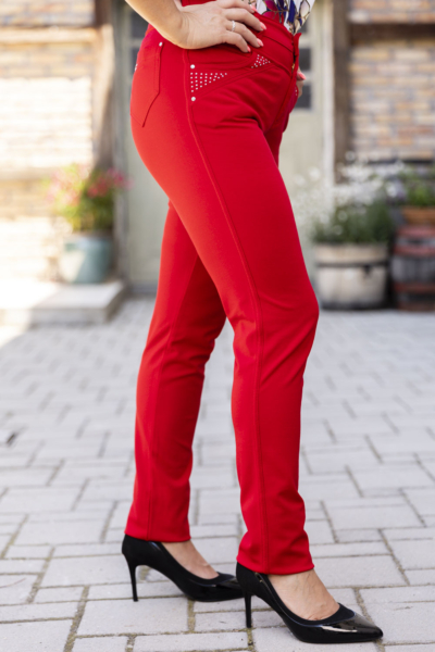 Lafei Nier - vékony Rayon piros színű női nadrág