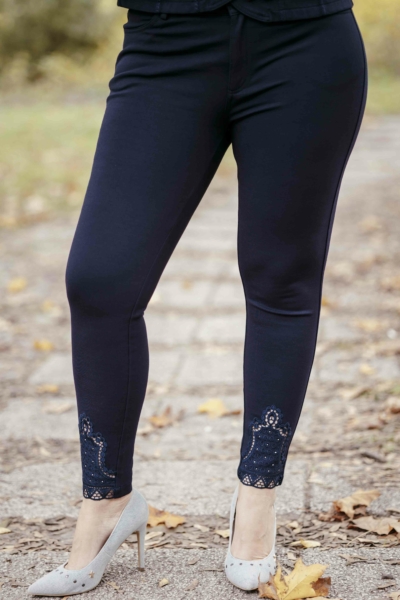 Lafei Nier - Rayon csipkés sötétkék női nadrág