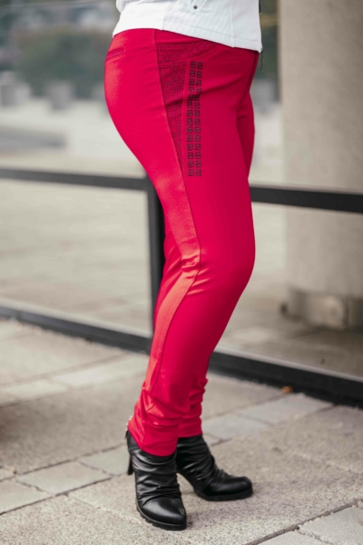 Lafei Nier - Rayon oldalt kockás piros, női nadrág