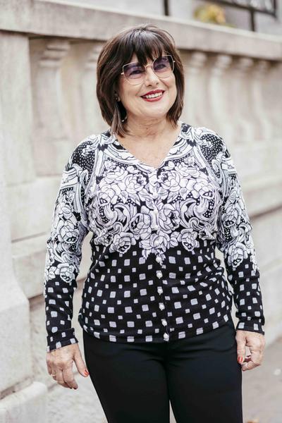 Fekete fehér cashmere kardigán
