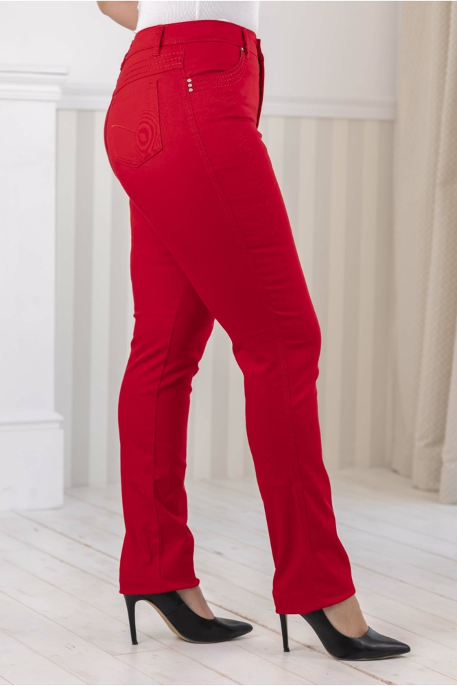 Lafei Nier - vékony Rayon piros színű női nadrág