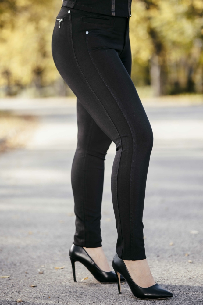 Lafei Nier - Rayon duplatűzéses fekete, csőszárú női nadrág