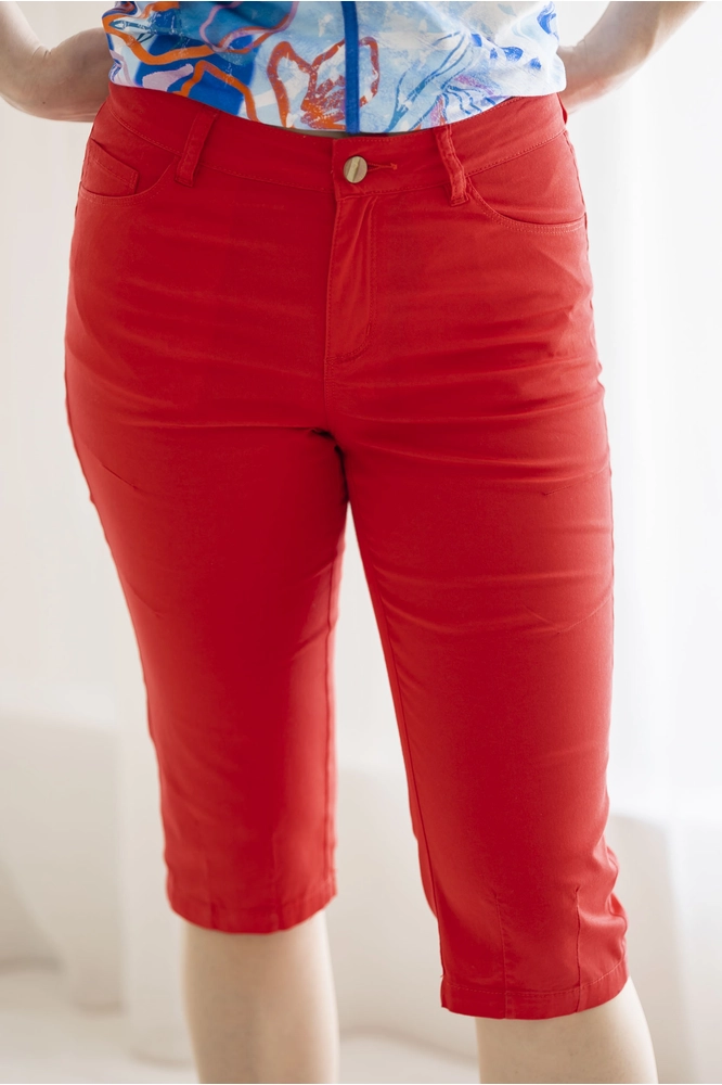 Lafei Nier piros színű vékony farmer rövid nadrág