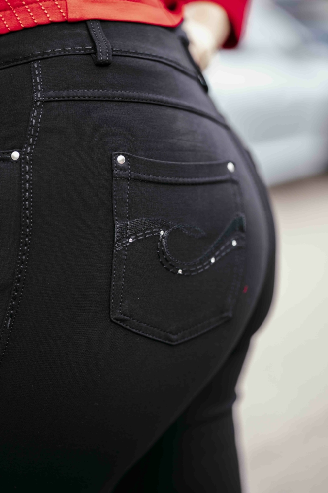 Lafei Nier - Rayon hímzett zsebű fekete nadrág
