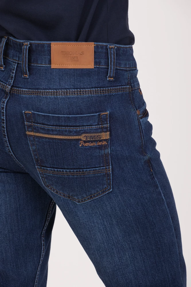 Thomas Jeans bőr betétes középkék férfi farmer nadrág