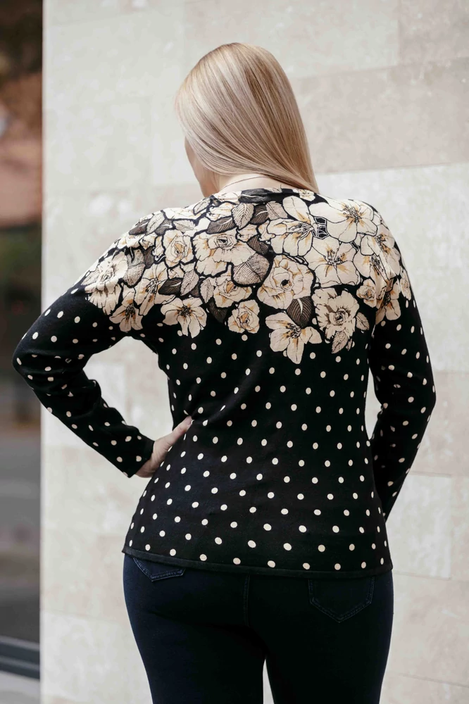 Arany virág mintás cashmere kardigán