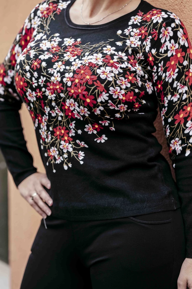 Virág mintás cashmere pulóver