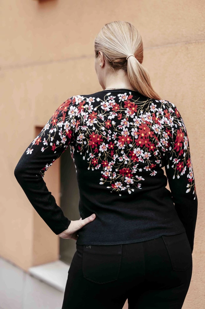 Virág mintás cashmere pulóver